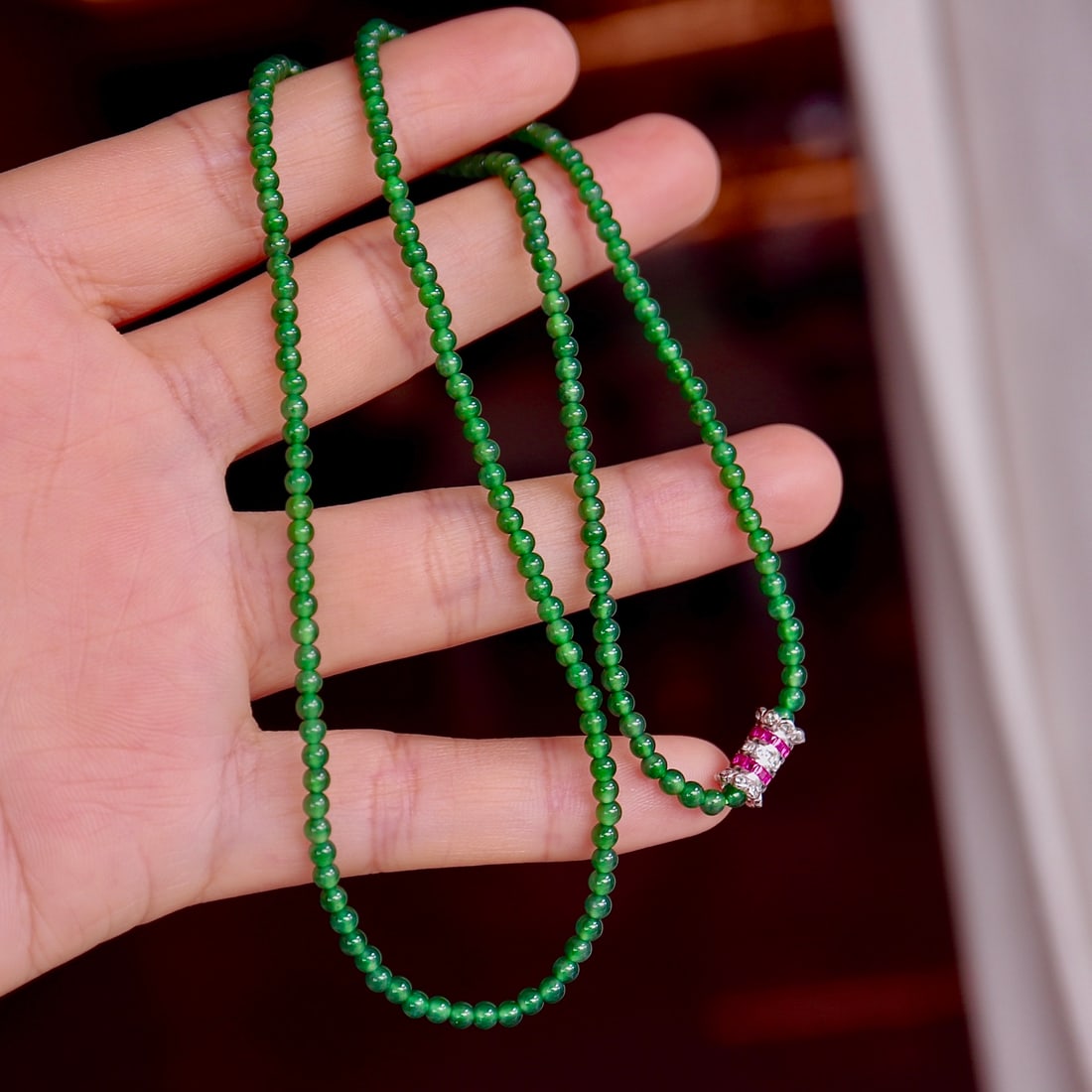 S925 Silver Natural Jadeite Necklace - 3