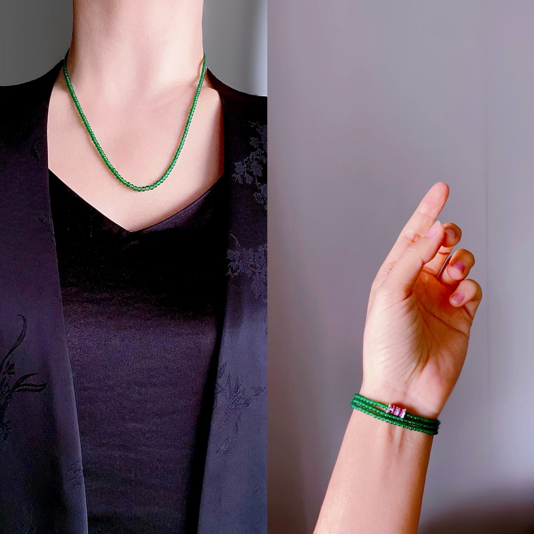 S925 Silver Natural Jadeite Necklace - 5