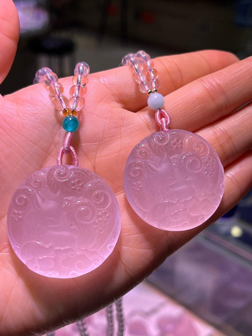 Natural starlight powder nine-tailed fox pendant - 3