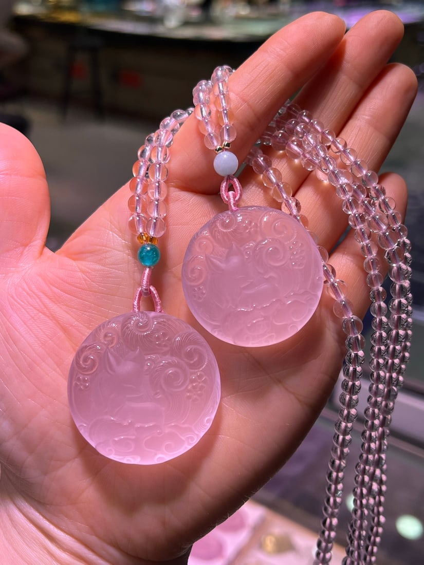 Natural starlight powder nine-tailed fox pendant - 8