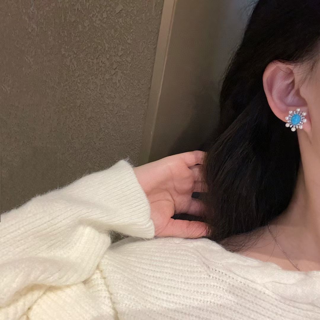 Turquoise and pearl earrings - 3