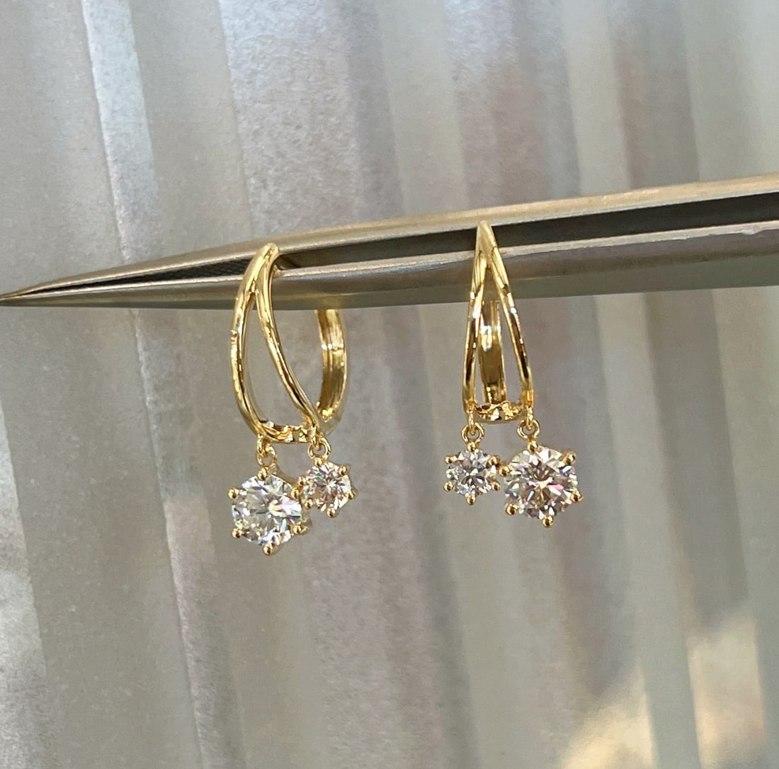 18K Gold Lab-Grown Diamond Earrings - 4