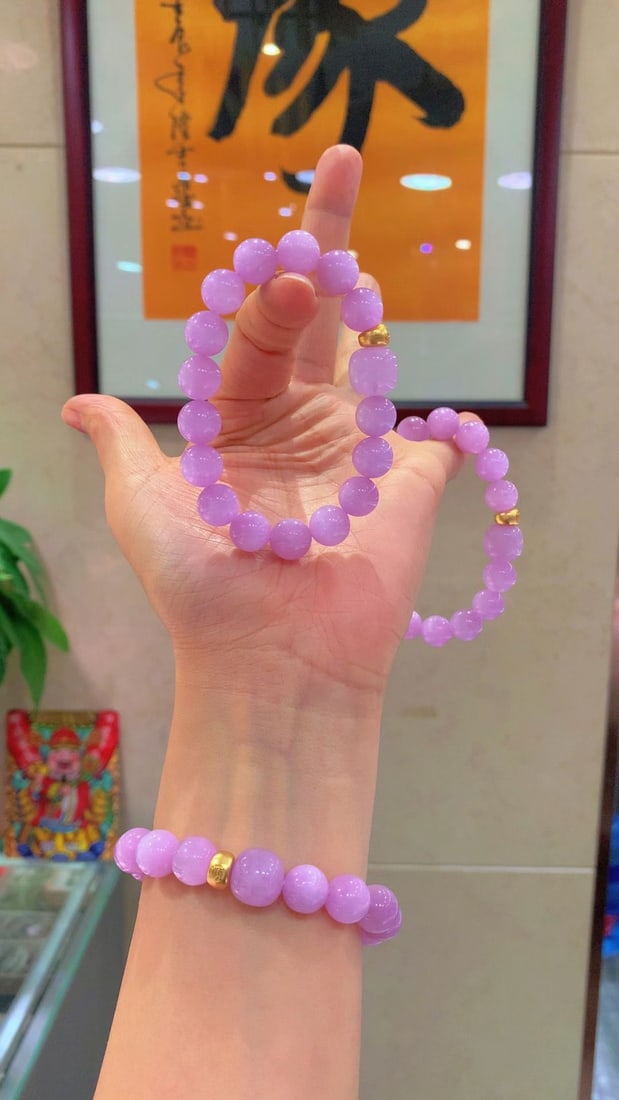 Silver Natural Cat's Eye Purple Lithium Bracelet - 3