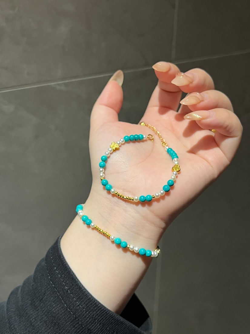 Turquoise and pearl bracelet - 4