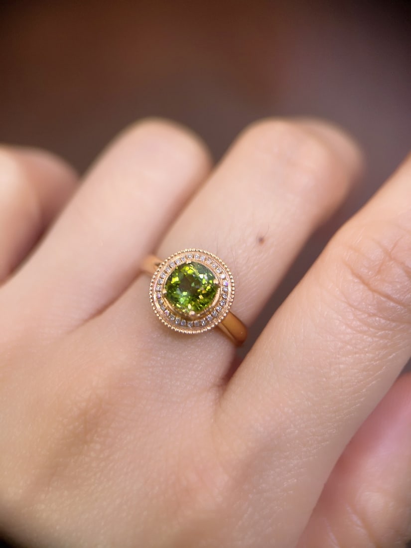 18K Gold Natural Tourmaline Ring - 6