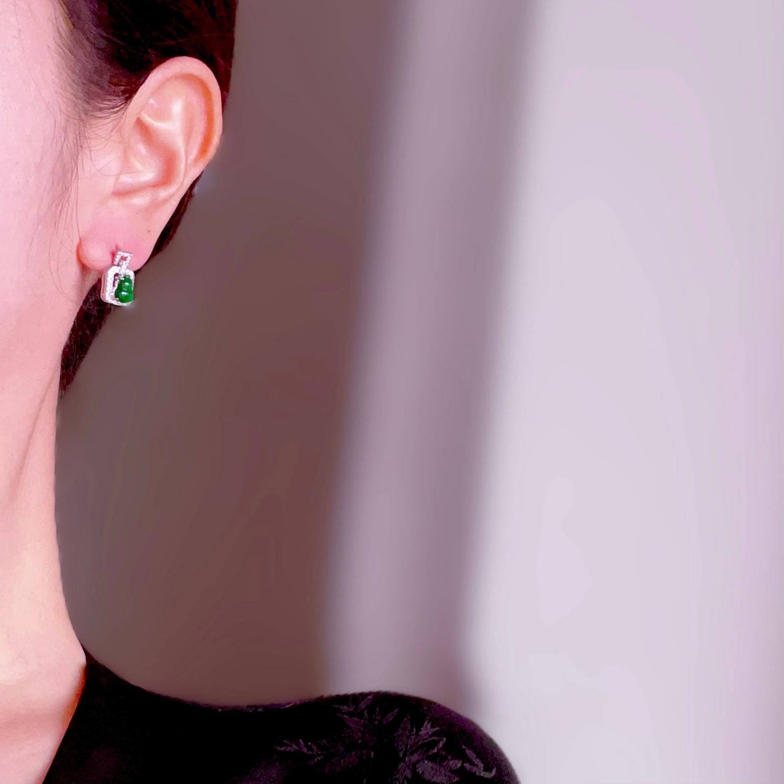 S925 Silver Natural jade gourd earrings - 6
