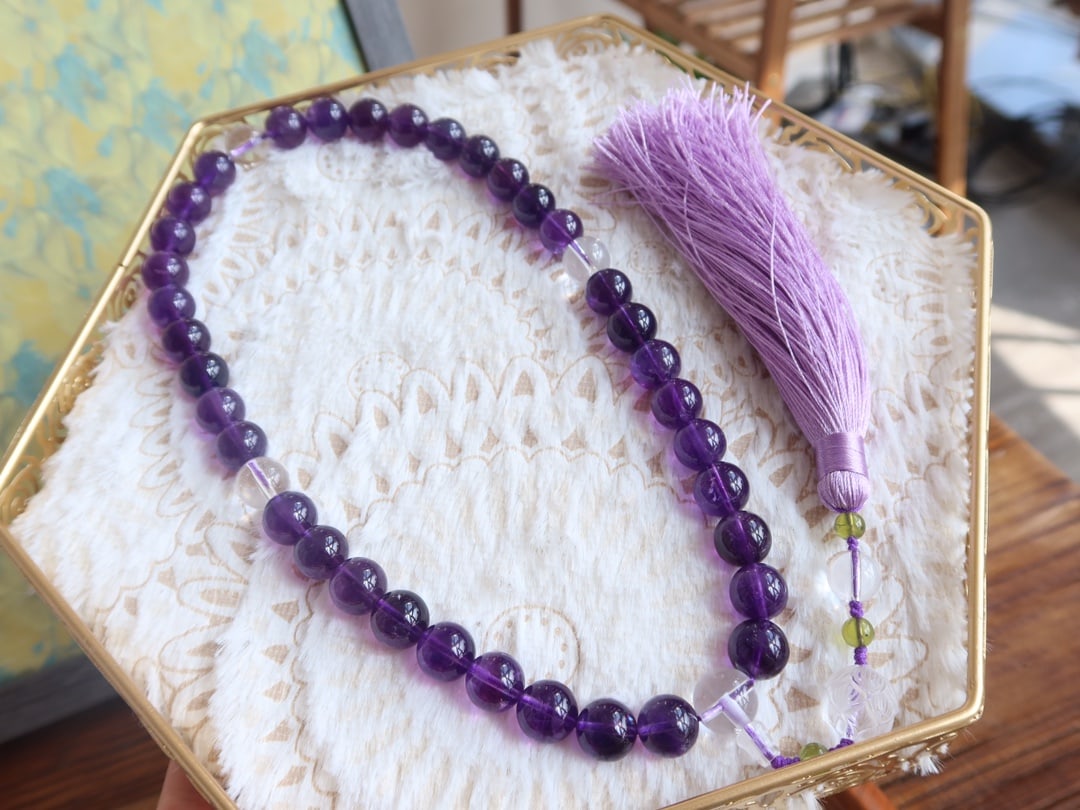 Natural amethyst prayer beads - 7