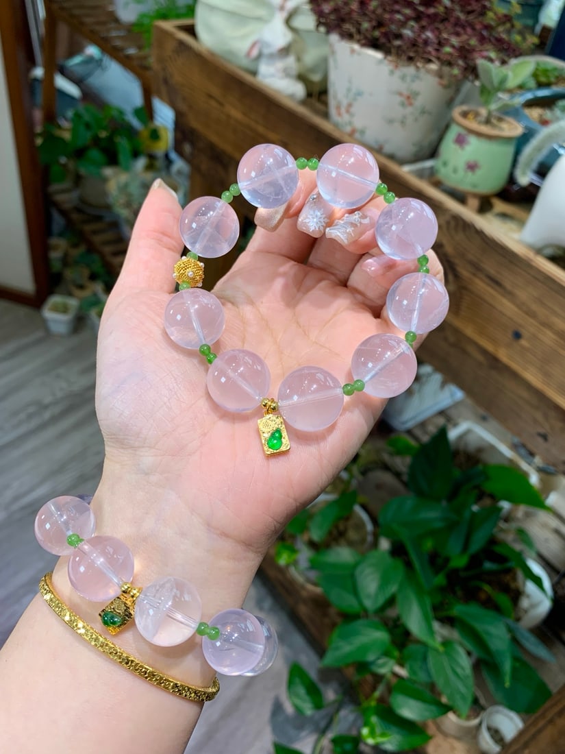 Natural rose quartz bracelet - 5