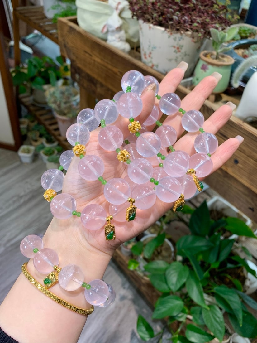 Natural rose quartz bracelet - 6