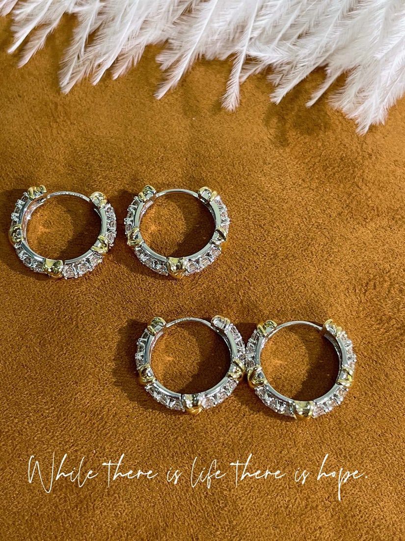 18k Gold Natural Diamond Earrings - 5