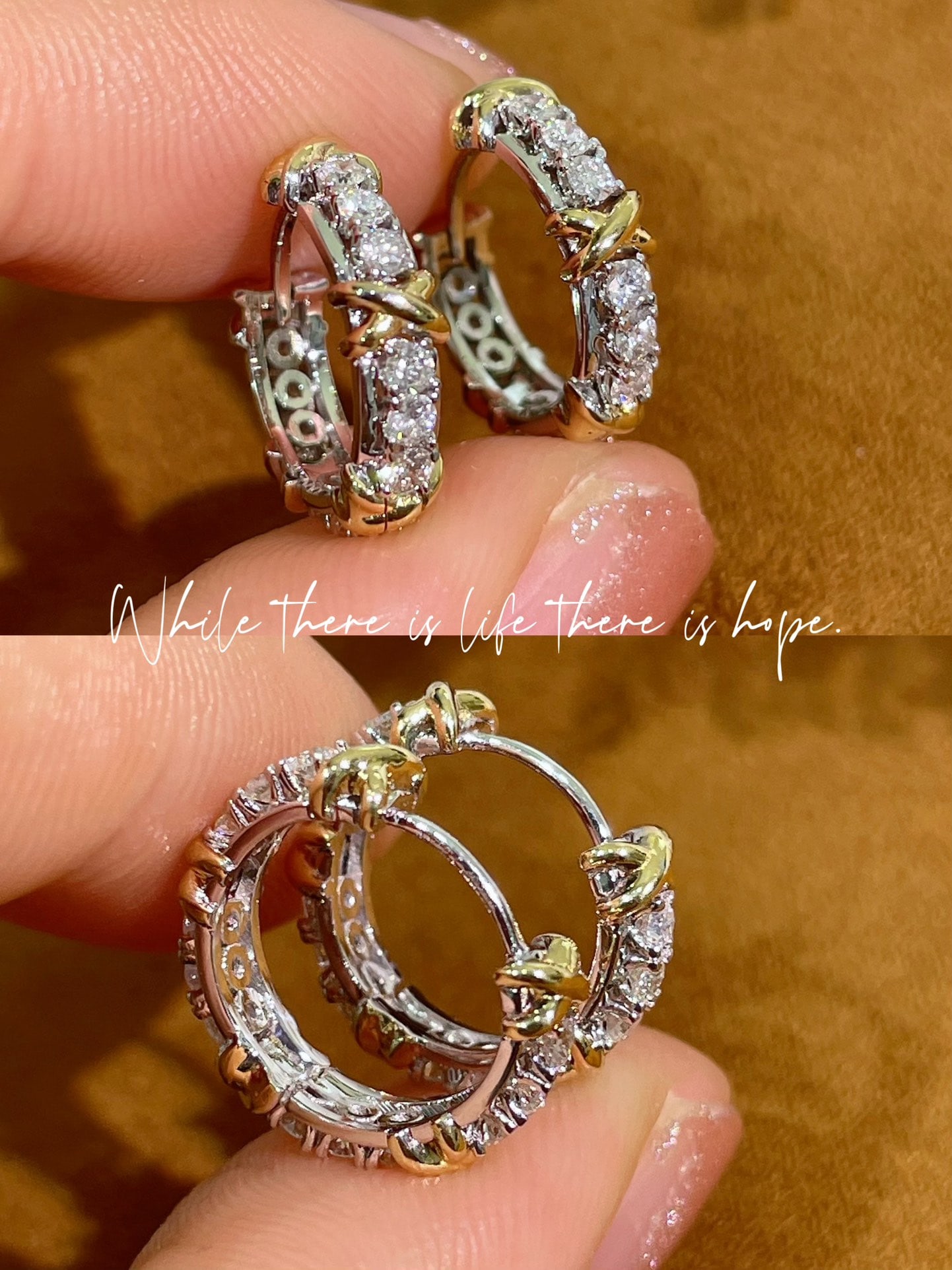 18k Gold Natural Diamond Earrings - 6