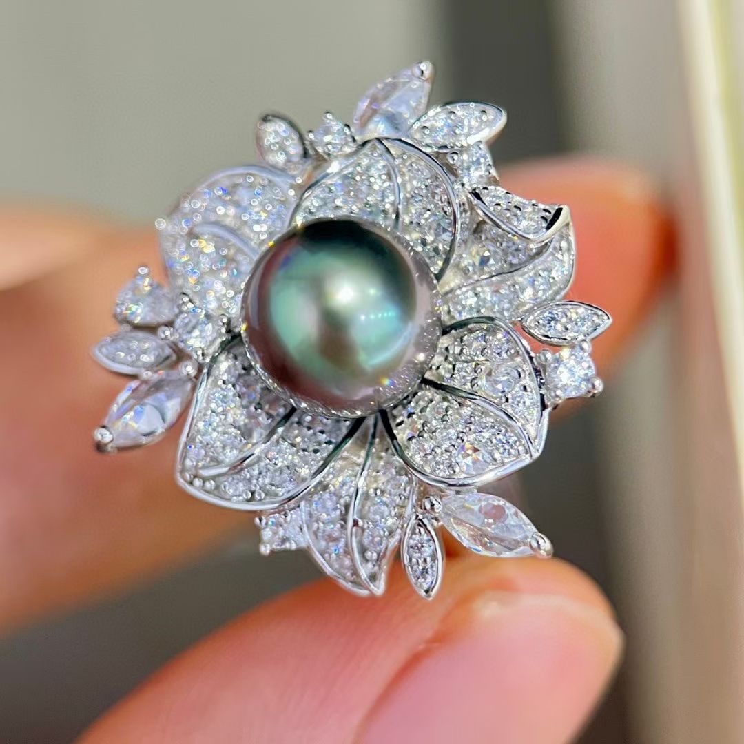Sterling Silver Peacock Green Pearl Ring - 3