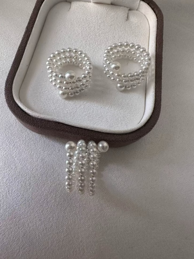 Natural pearl three-strand ring - 2