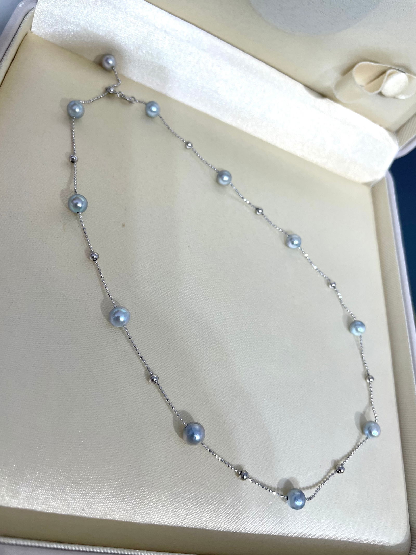 S925 Sterling Silver Pearl Necklace with a Gemstone Sheen - 2