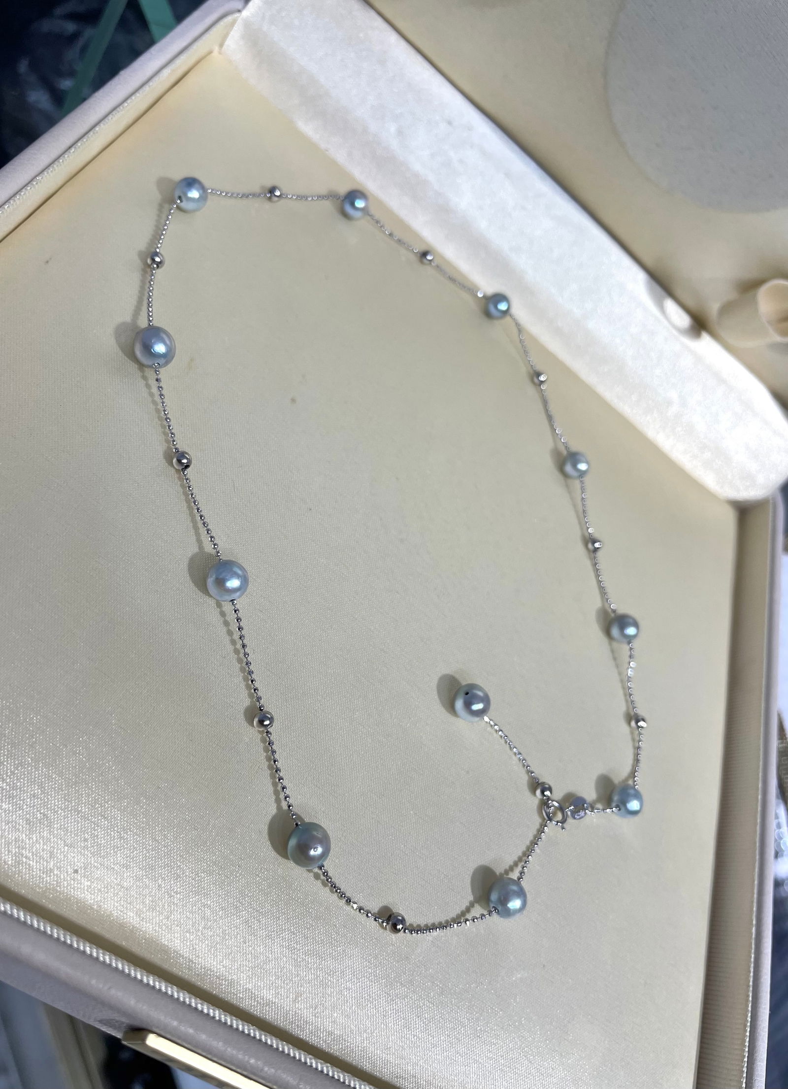 S925 Sterling Silver Pearl Necklace with a Gemstone Sheen - 5