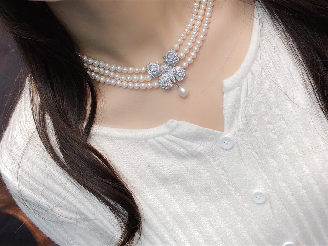Natural white pearl necklace - 2