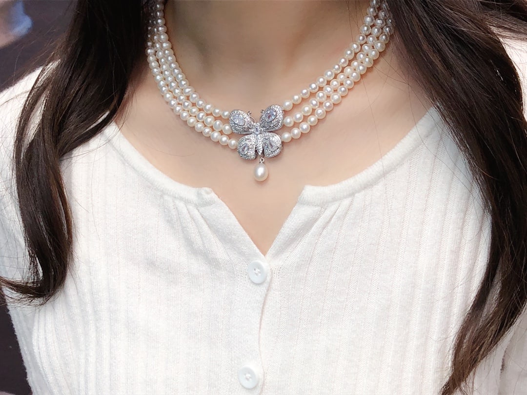 Natural white pearl necklace - 3