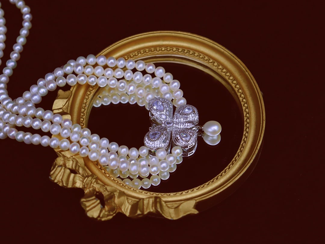 Natural white pearl necklace - 5