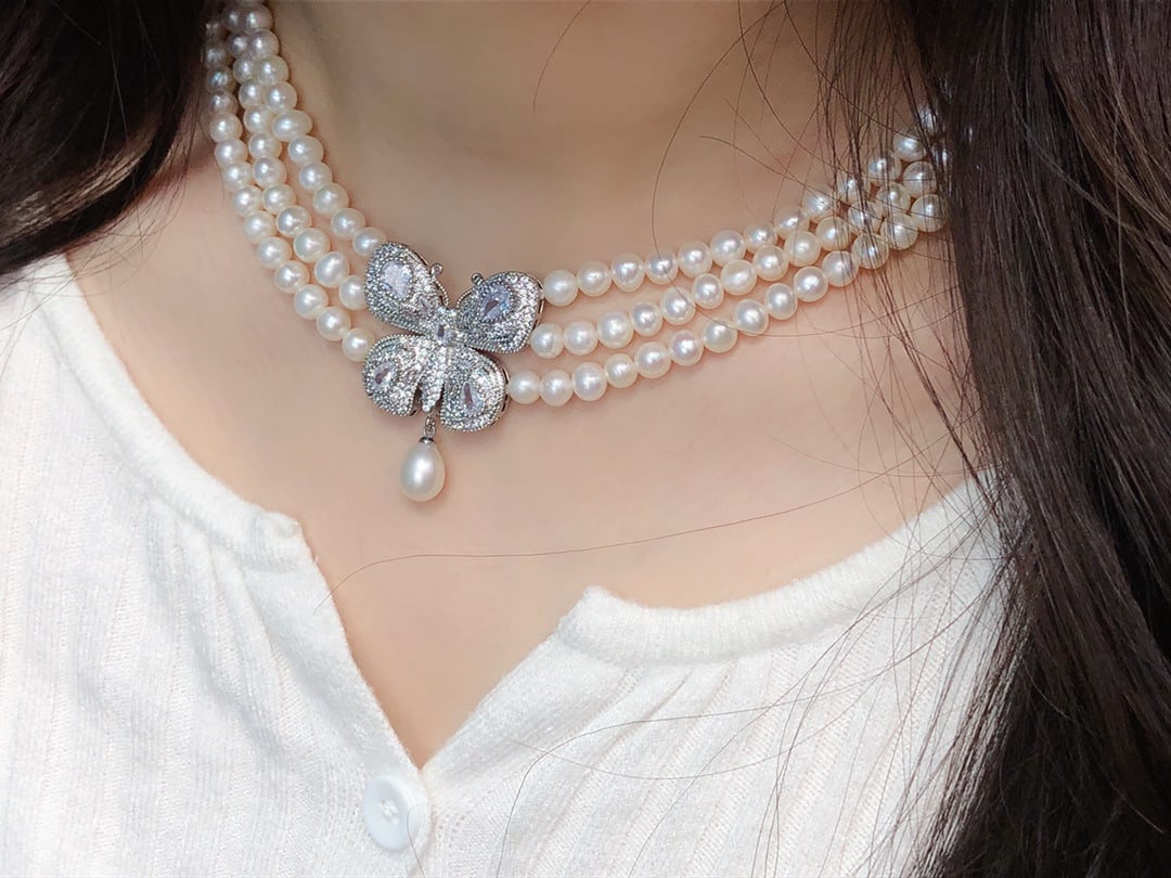 Natural white pearl necklace - 7
