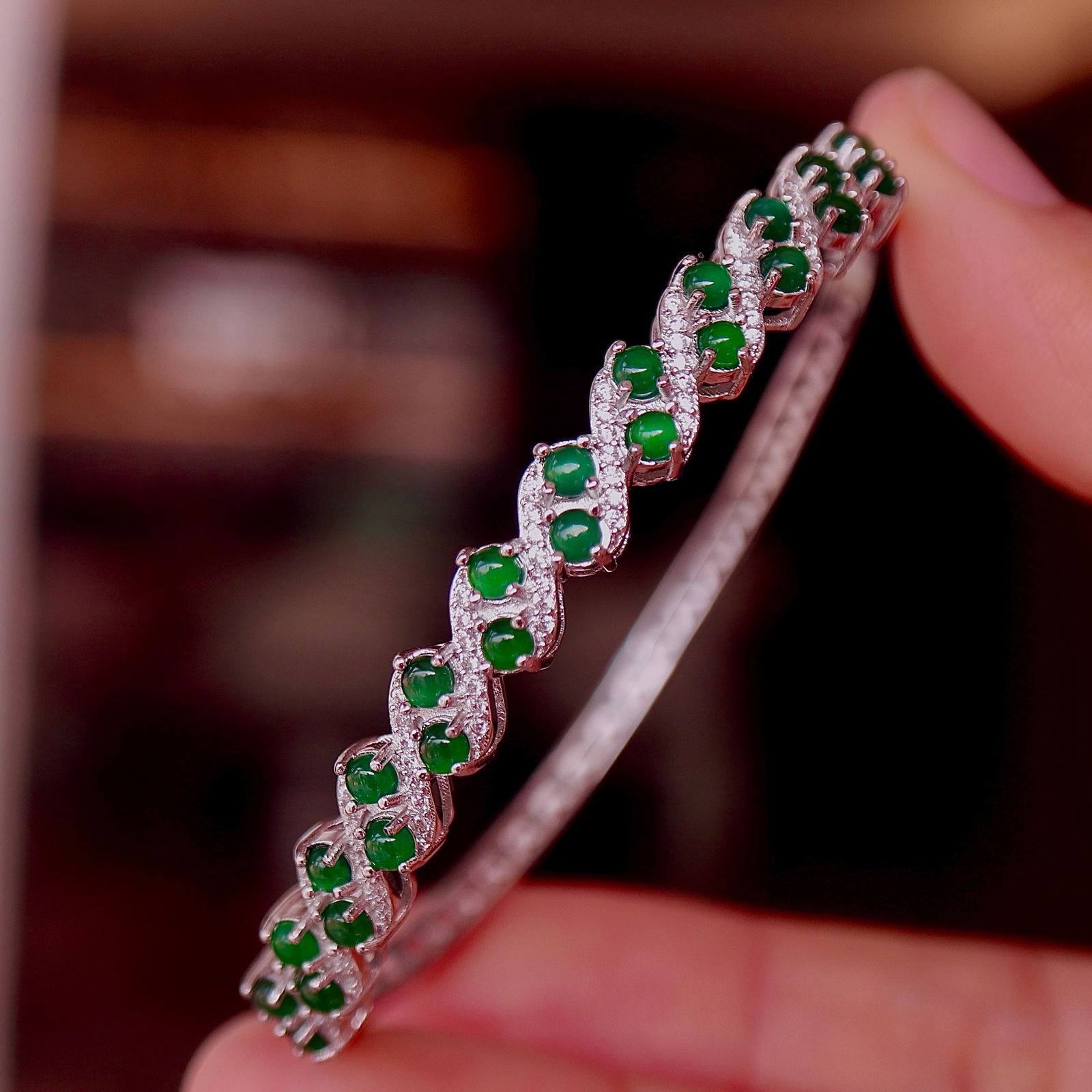 Natural jadeite bangle - 7