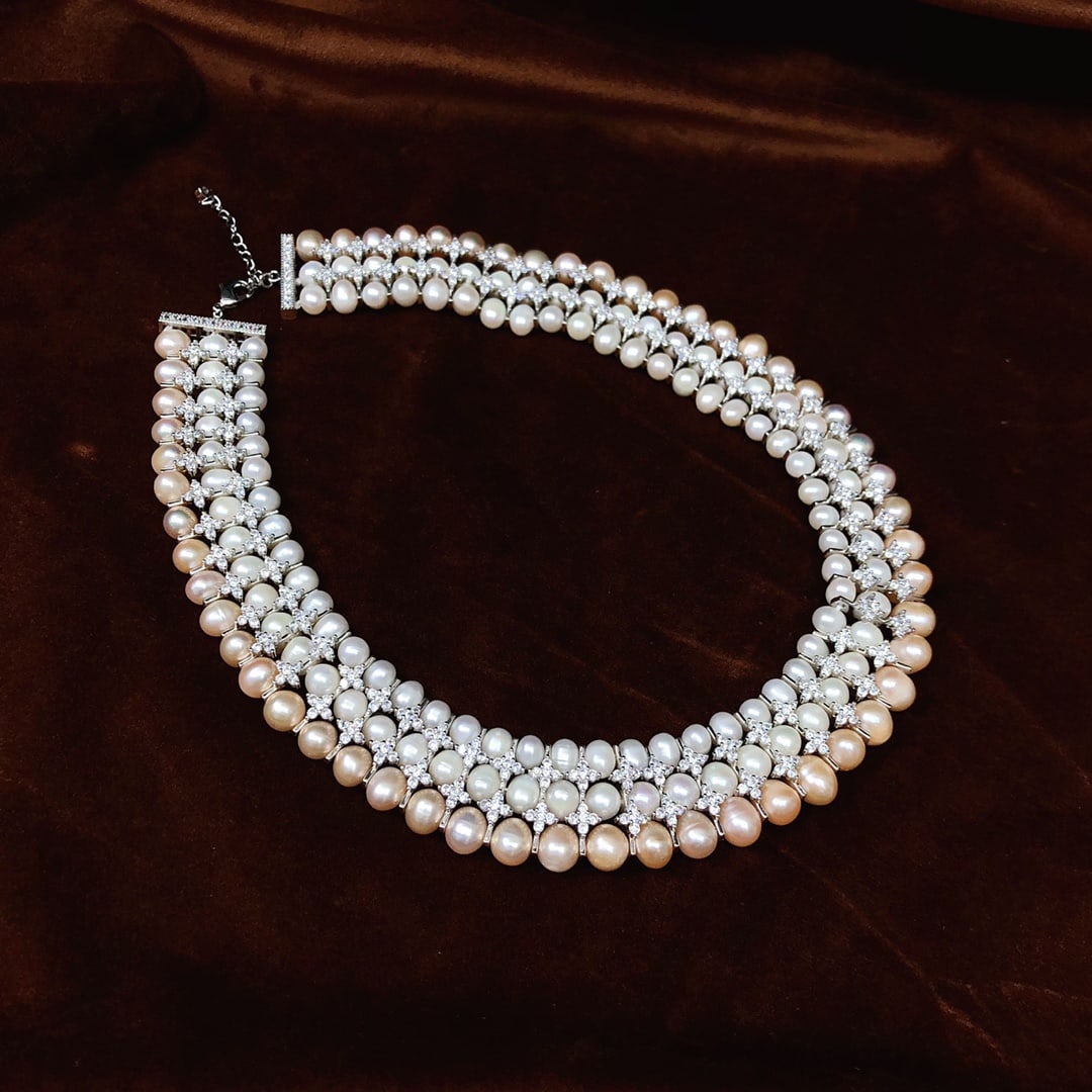 Luxury Set Natural Pearl Necklace and Bracelet - 3