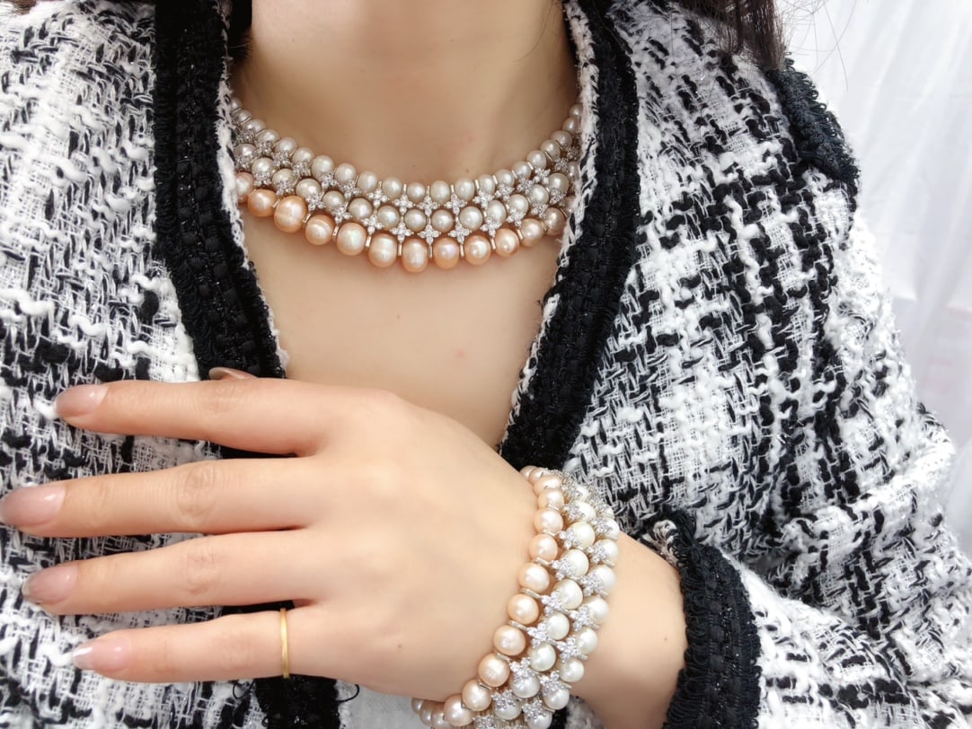 Luxury Set Natural Pearl Necklace and Bracelet - 4
