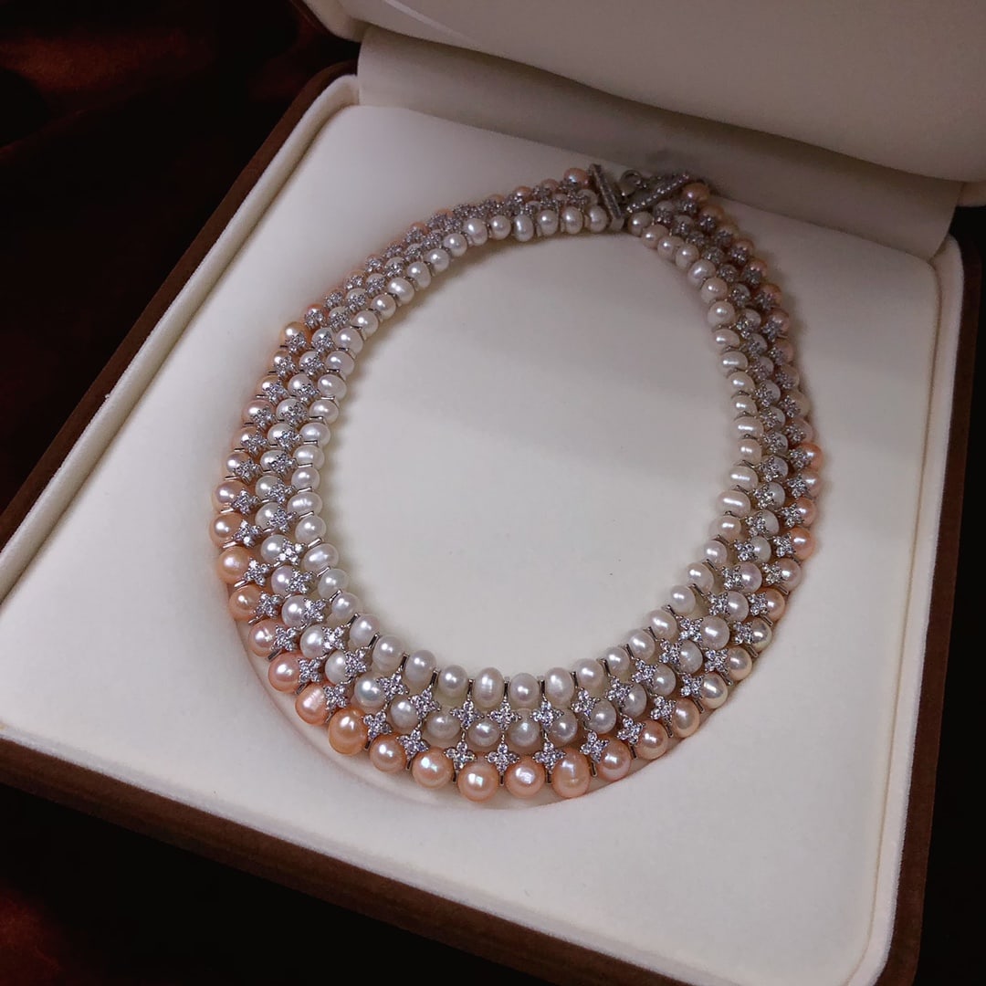 Luxury Set Natural Pearl Necklace and Bracelet - 6