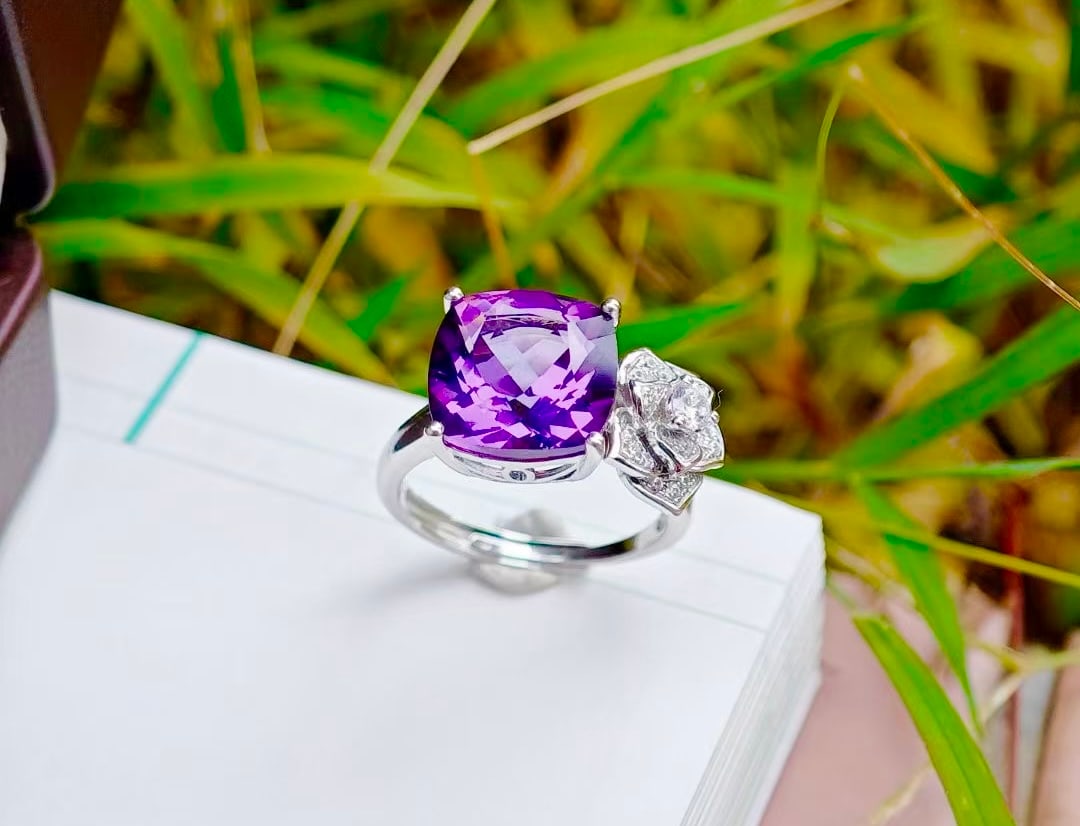925 Silver Natural Amethyst Rose Set - 2