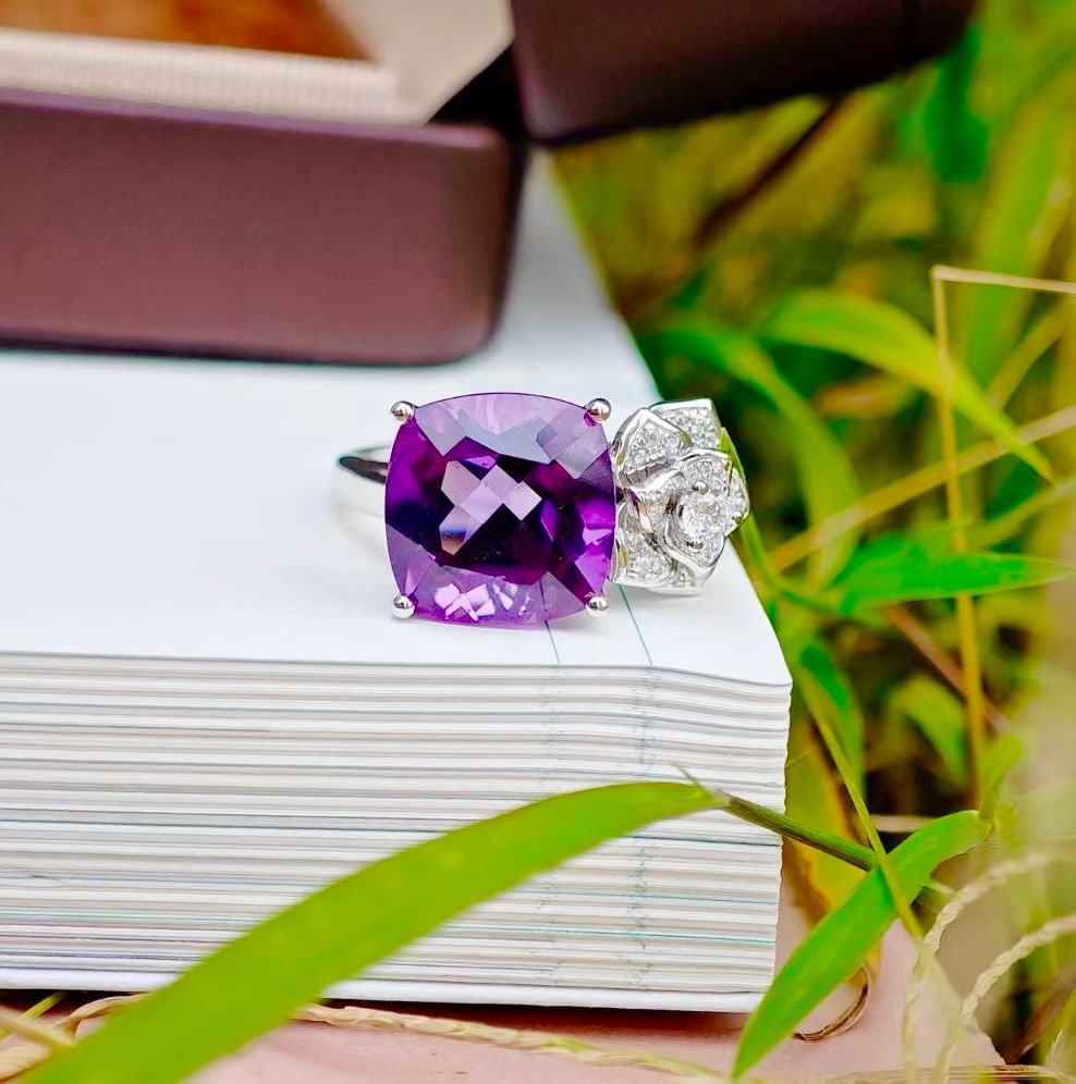 925 Silver Natural Amethyst Rose Set - 5