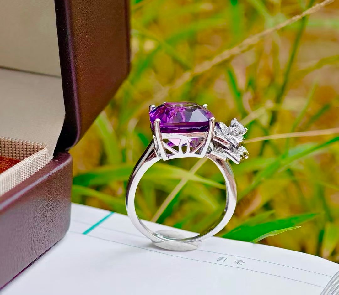 925 Silver Natural Amethyst Rose Set - 6