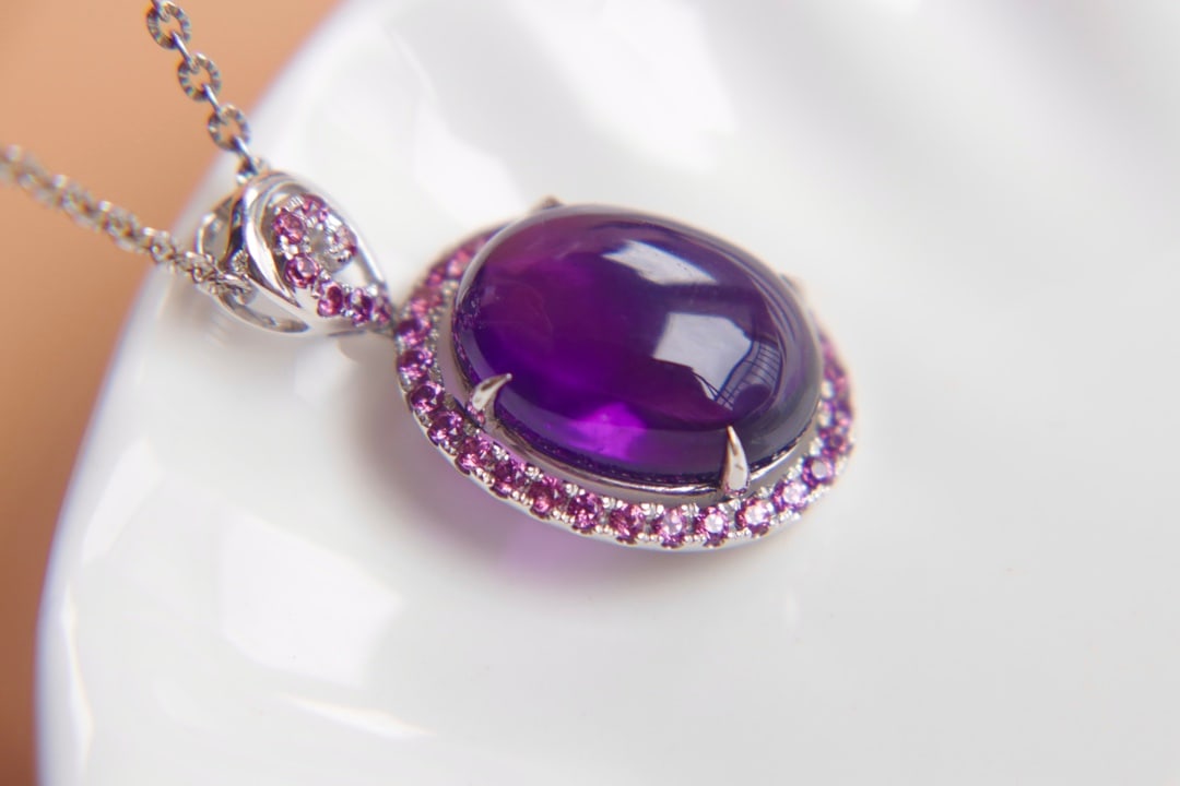 14K Gold Amethyst Pendant - 2