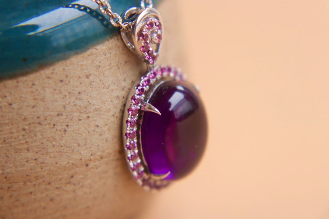 14K Gold Amethyst Pendant - 5