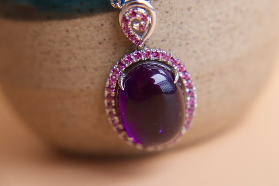 14K Gold Amethyst Pendant - 7