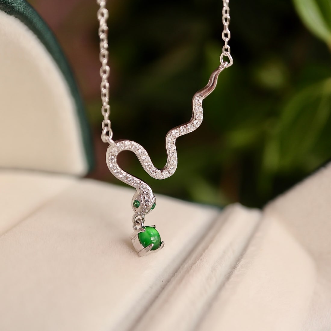 S925 Silver Natural Jade Snake Necklace - 2