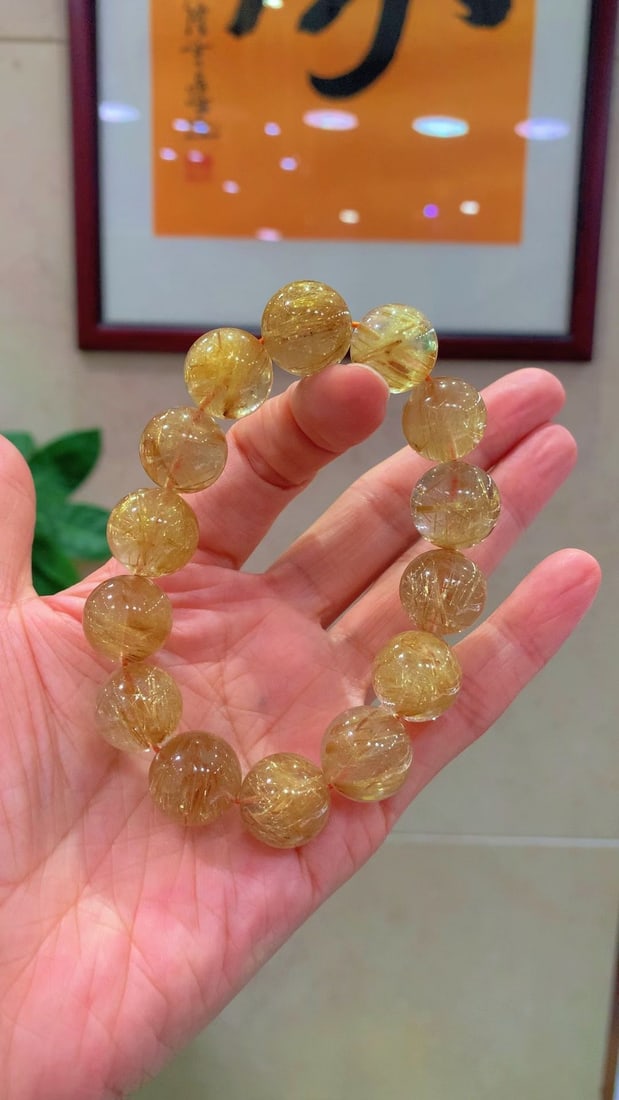 Natural Golden Rutilated Quartz Bracelet - 2
