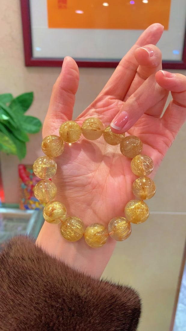 Natural Golden Rutilated Quartz Bracelet - 3