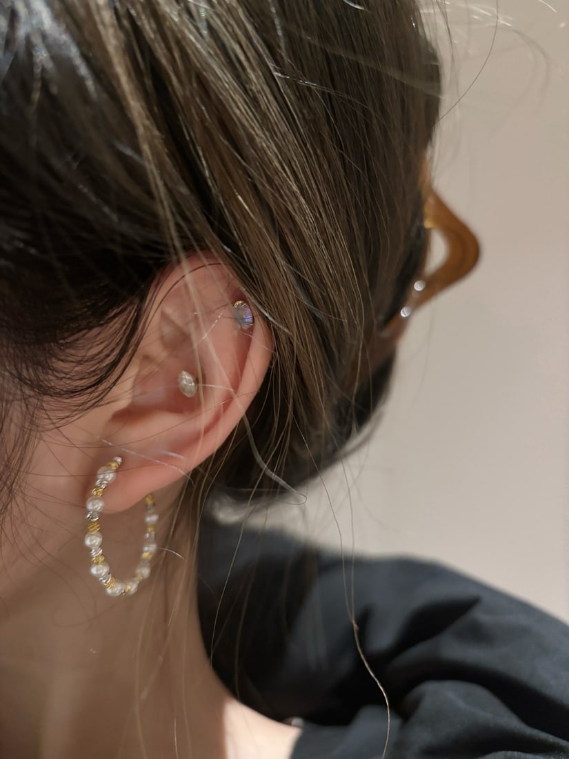 Freshwater pearl hoop earrings - 6