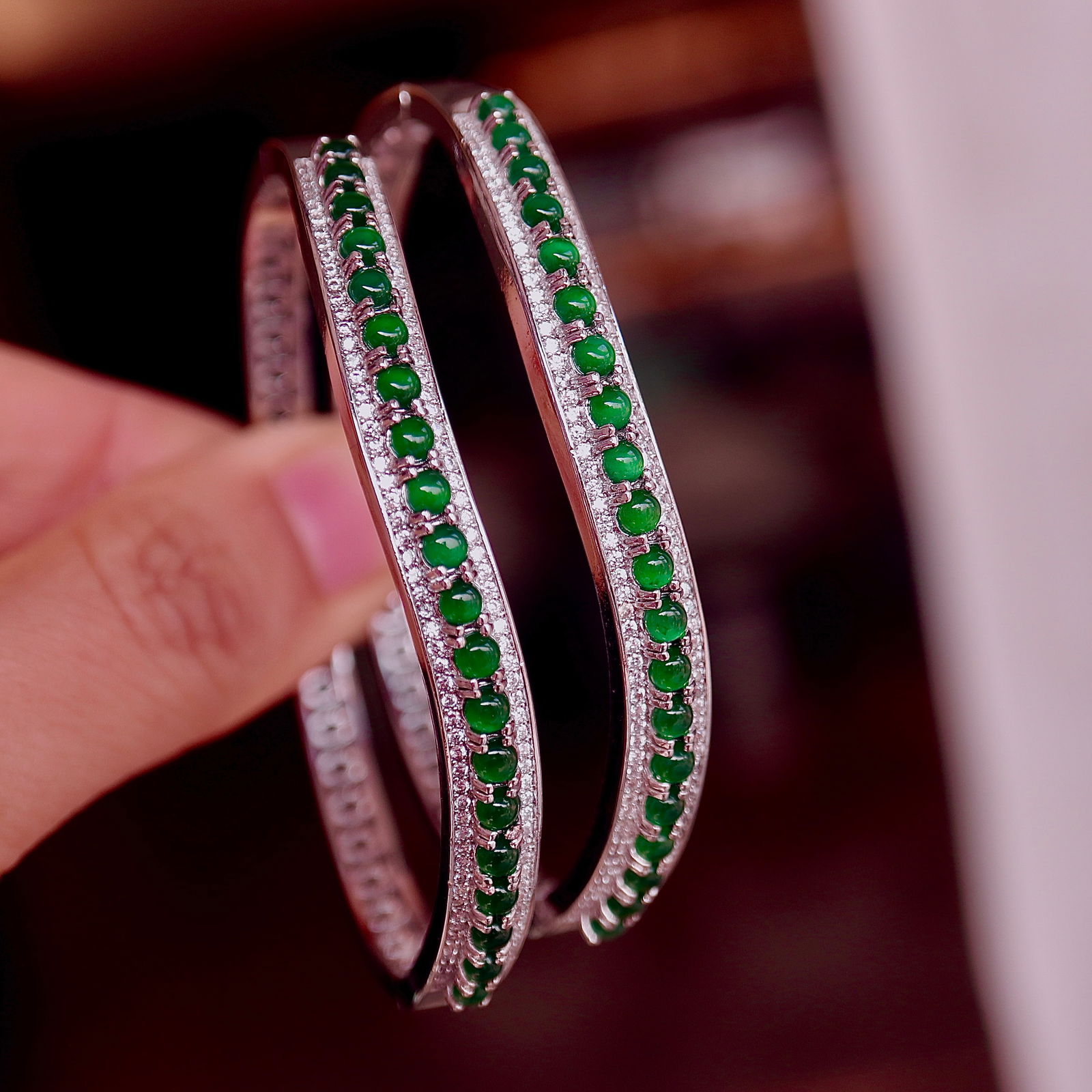 Natural jadeite bangle - 6