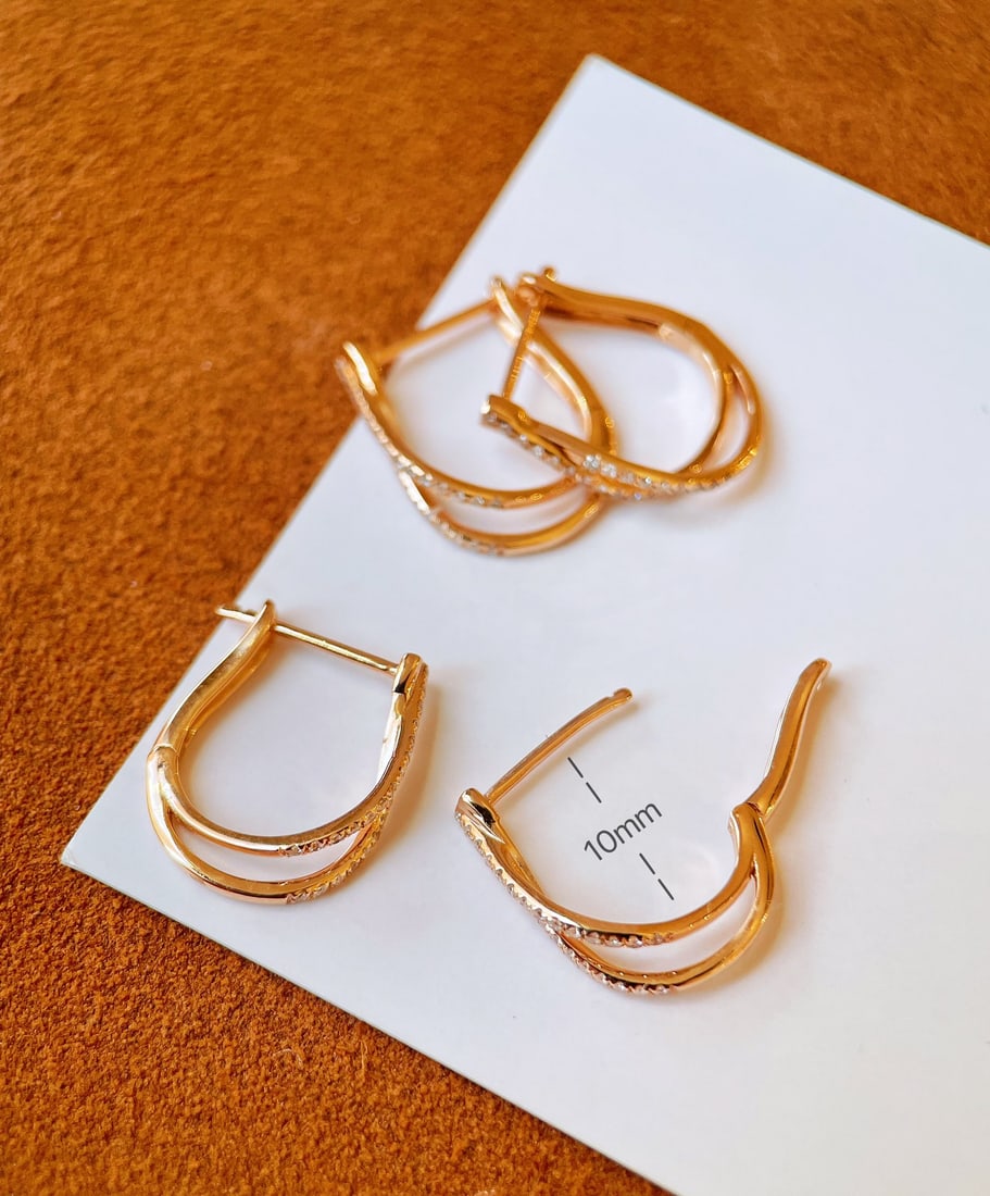 18k Diamond Cross Earrings - 2