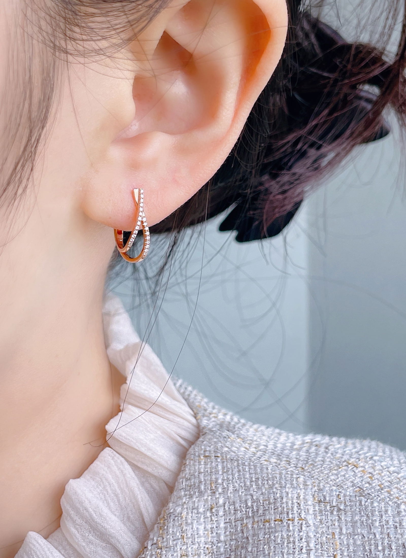 18k Diamond Cross Earrings - 3