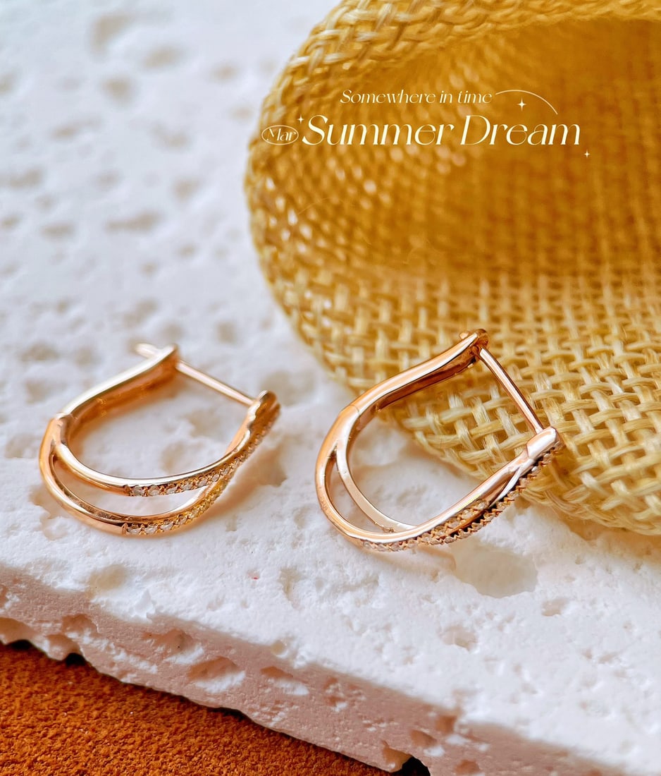 18k Diamond Cross Earrings - 6