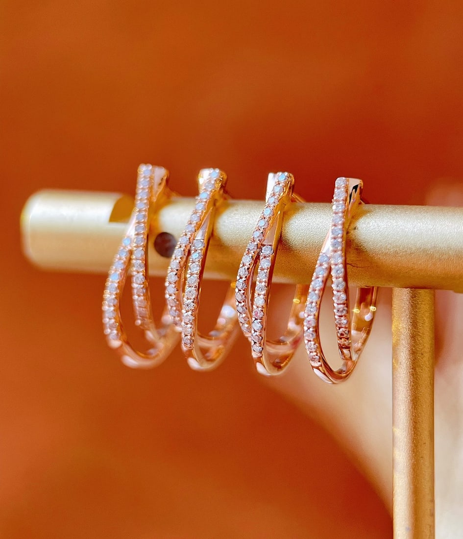 18k Diamond Cross Earrings - 7