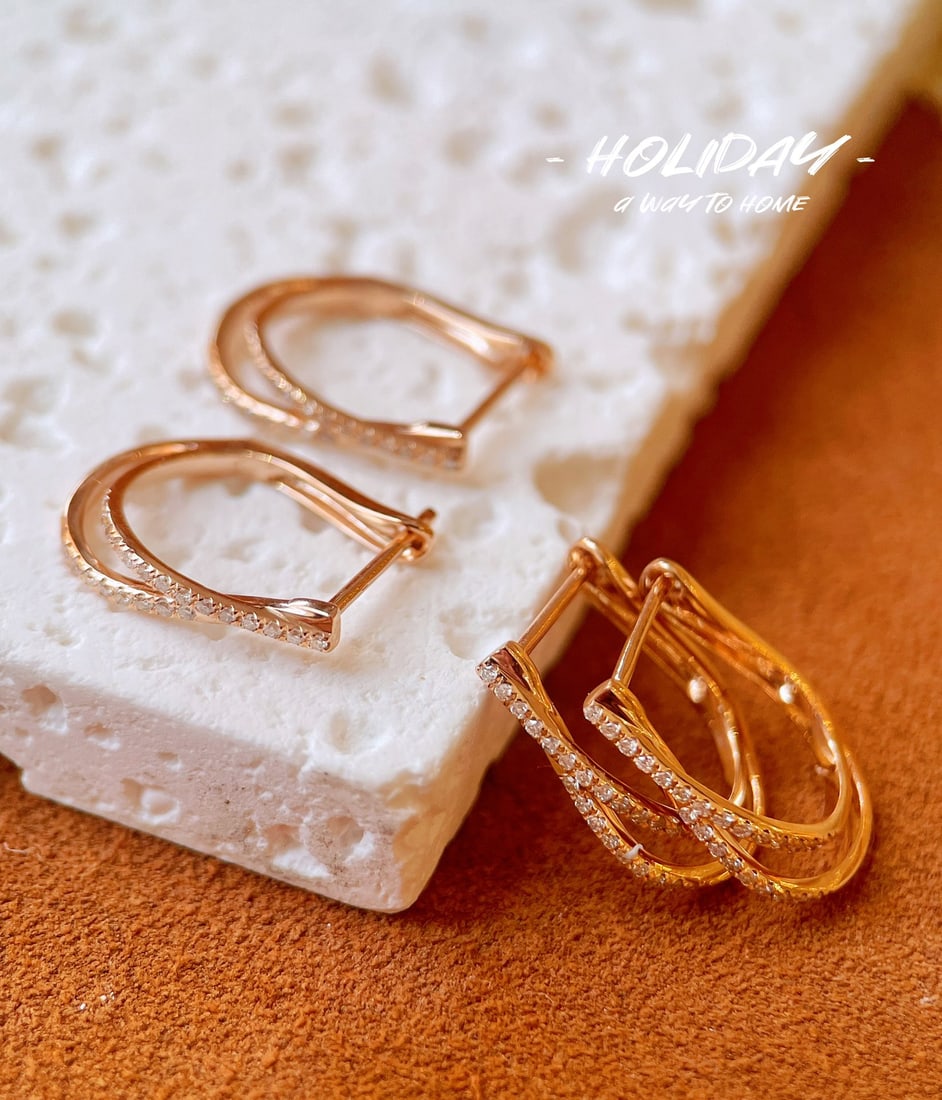 18k Diamond Cross Earrings - 8