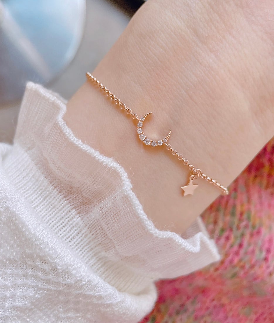 18k Diamond Star and Moon Bracelet - 4