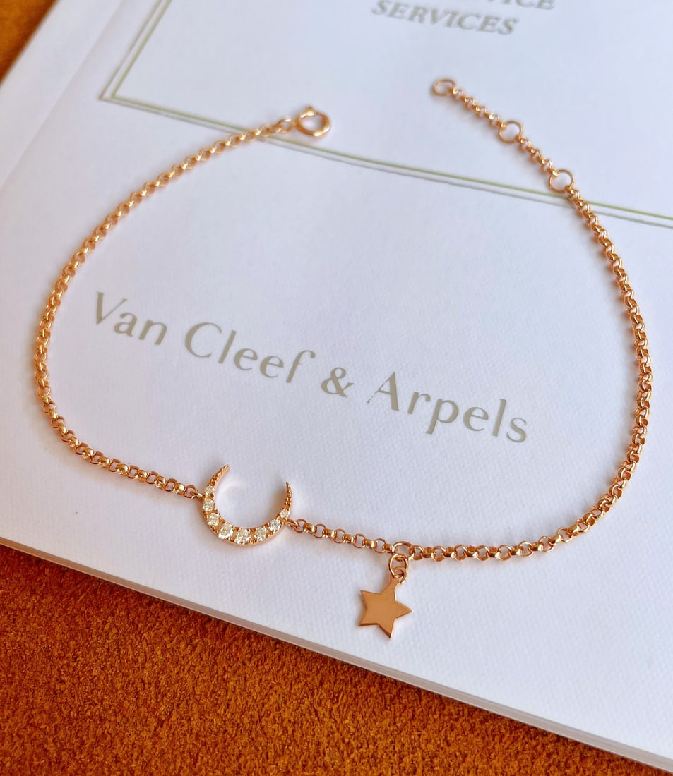 18k Diamond Star and Moon Bracelet - 6