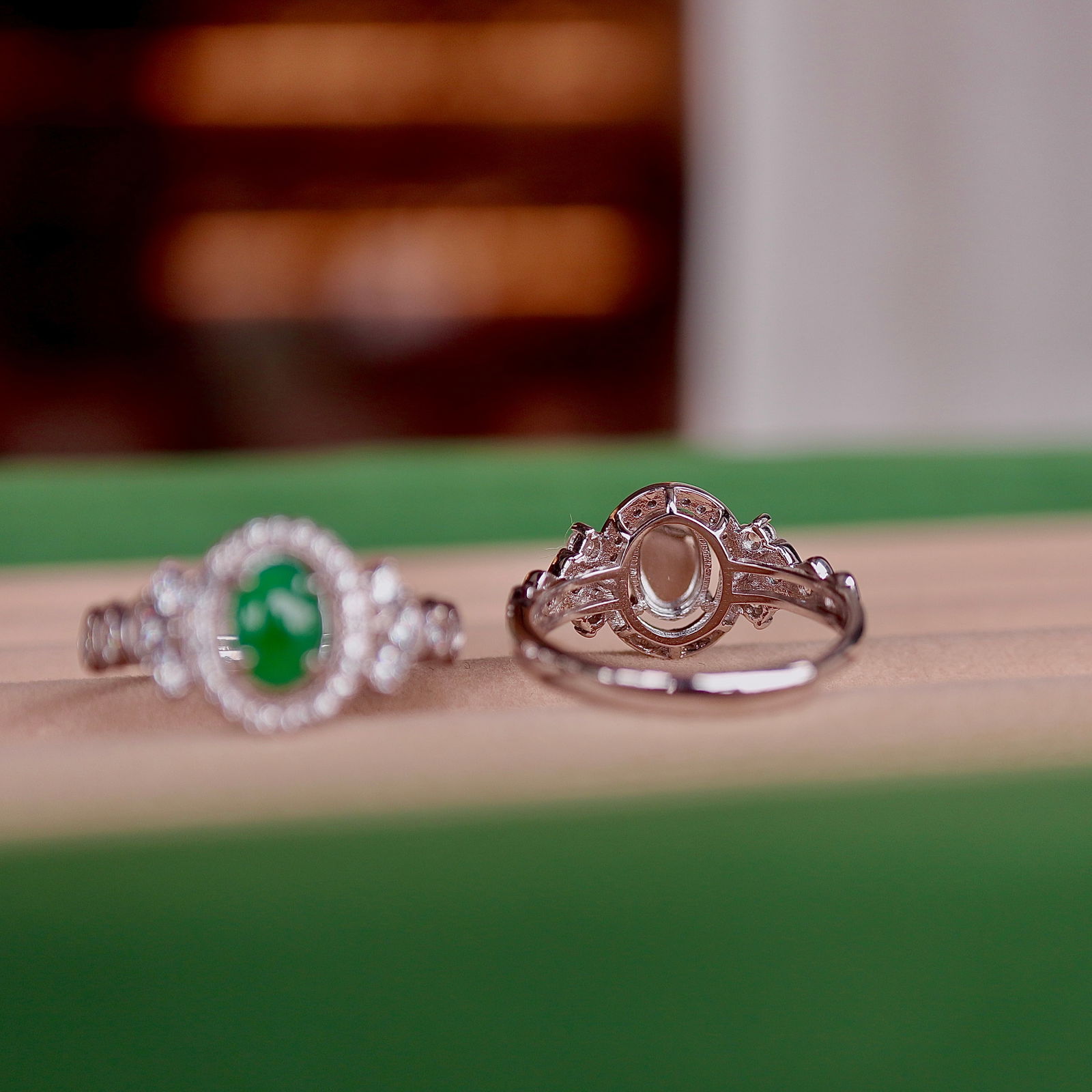 Natural jadeite egg-shaped ring - 3