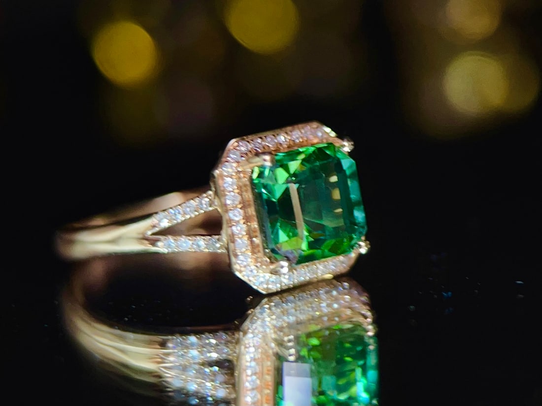 18K Gold Natural Tourmaline Ring - 4