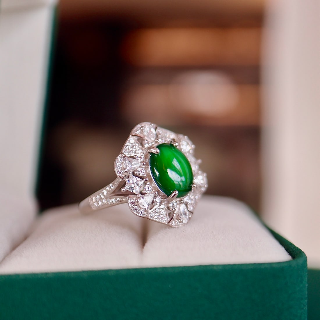 S925 Silver Natural Jadeite Ring - 2