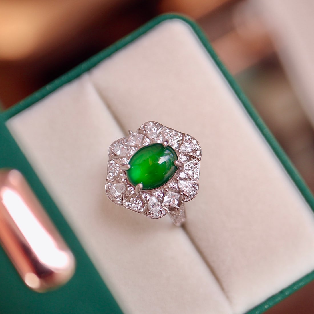 S925 Silver Natural Jadeite Ring - 3