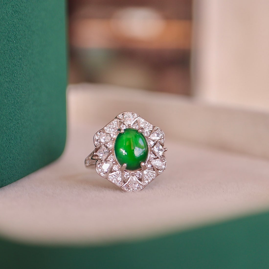 S925 Silver Natural Jadeite Ring - 4